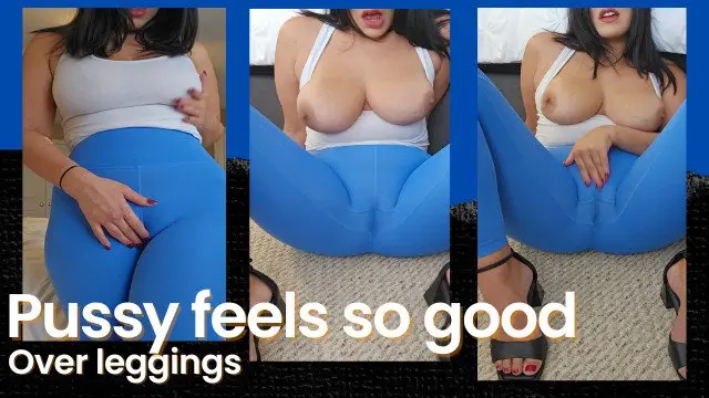 Big Boob Milf Teacher rubs her legging covered pussy and cums hard