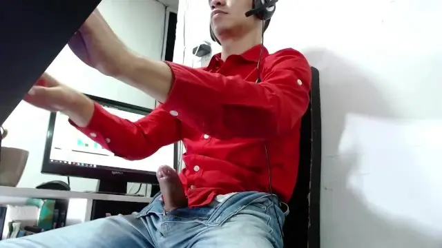 Alex caught and recorded in his office jerking-off and cum
