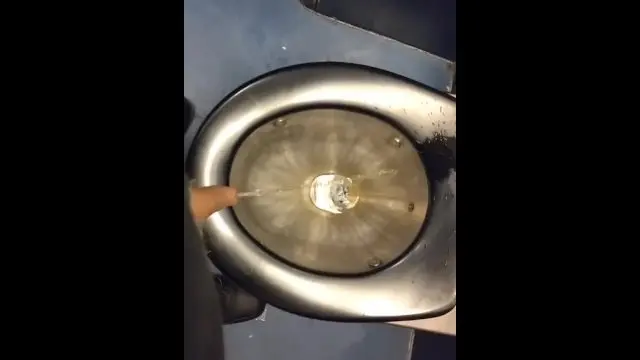 Peeing on a train toilet